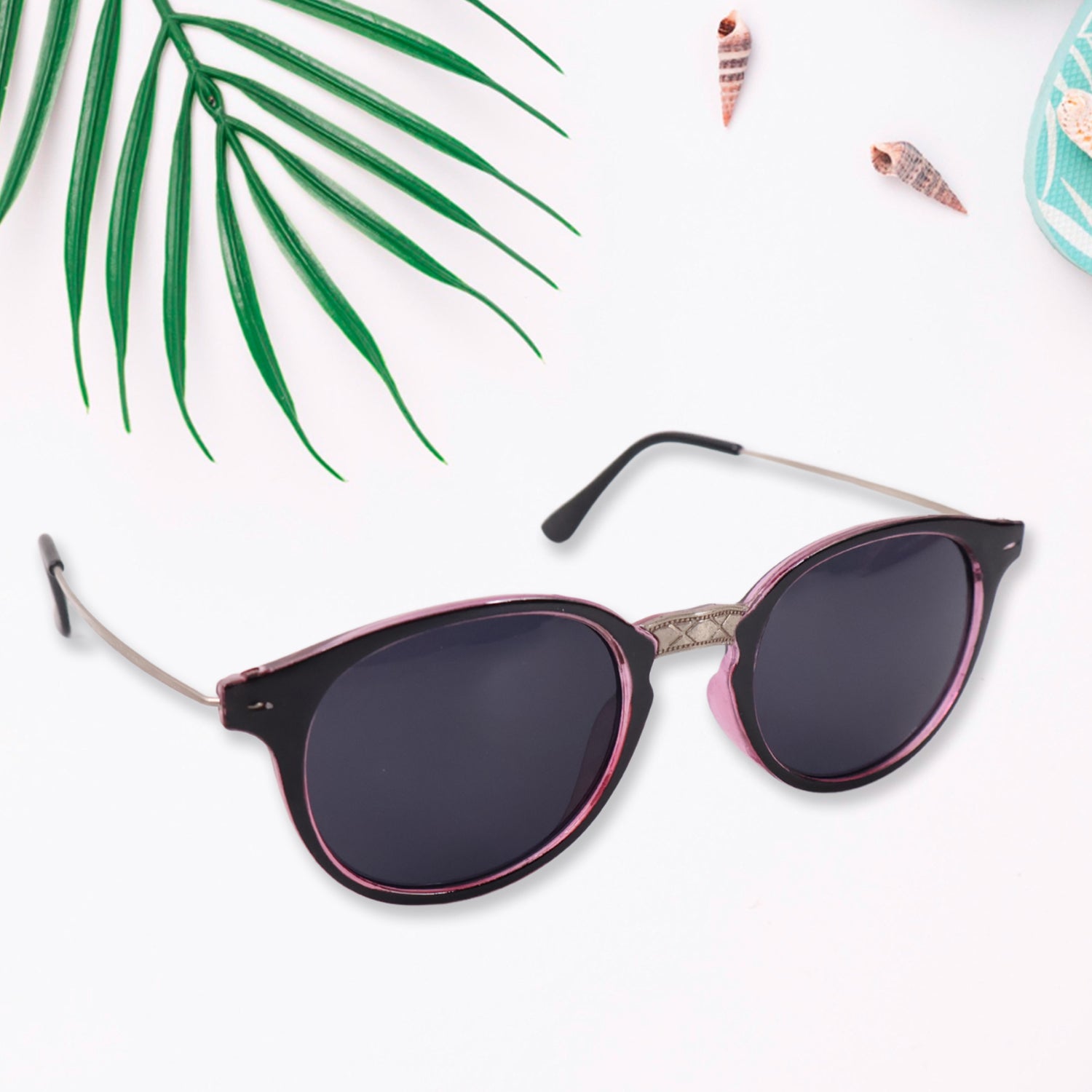 Pink UV Protected Round Sunglasses, classic Sunglasses for Men & Women, Lightweight