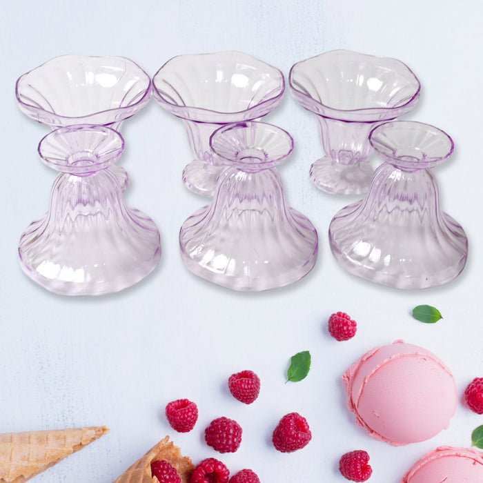 Crystal Plastic Ice-Cream Bowl, Home & Kitchen Serving Platter or Dessert Cup for Sundae, Sweets, Snacks, Fruit, Pudding, Nuts or Dip, Serving Bowls (Crystal Cups, Set of 6)