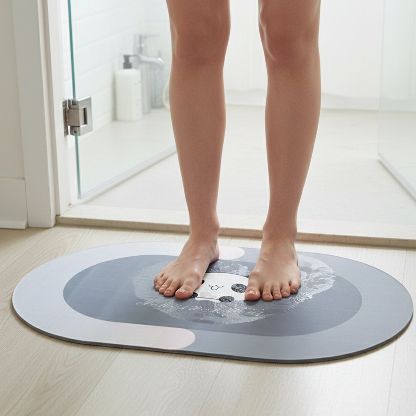 panda cartoon bath mat