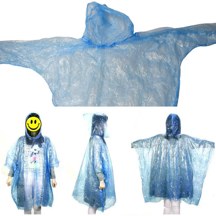 12742 Disposable Raincoat for Kids with Hood and Attachable Round Case, Clear Plastic Raincoats for Emergency, Girls, Boys Disposable Emergency Ball Raincoat For Traveling and Outdoor Activities (1 Pc / Multicolor)