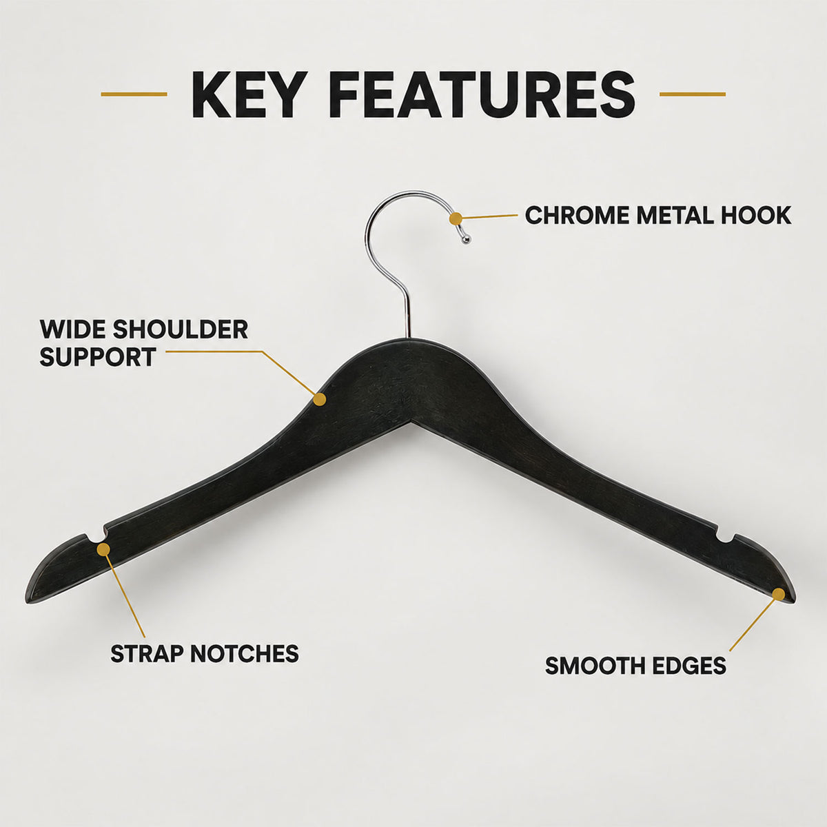 Black Clothes Hangers with Swivel Hook for Shirts and Blazers (2 Pc)