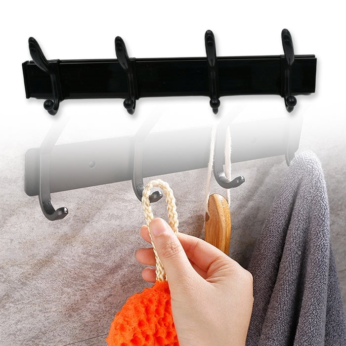 Cloth hanger, Wall Door Hooks Rail for Hanging Clothes for Hanging Hook Rack Rail, Extra Long Coat Hanger Wall Mount for Clothes, Jacket, Hats, 6 Hook With Eco-friendly Liquid Adhesive Glue