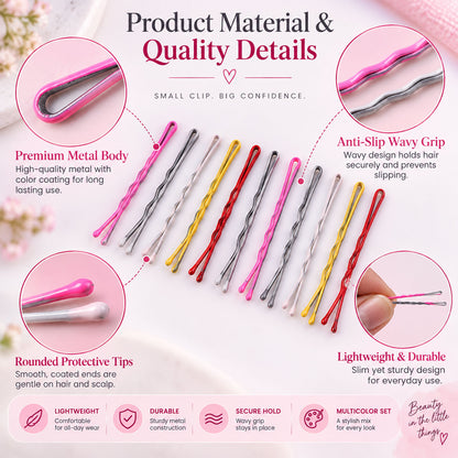 Metallic Colour Bobby Pins Set with Mixed Shades for Girls (10 Pc)