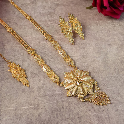 Bridal Lotus Blossom Necklace Set – Premium Traditional Design for Festive & Wedding Wear