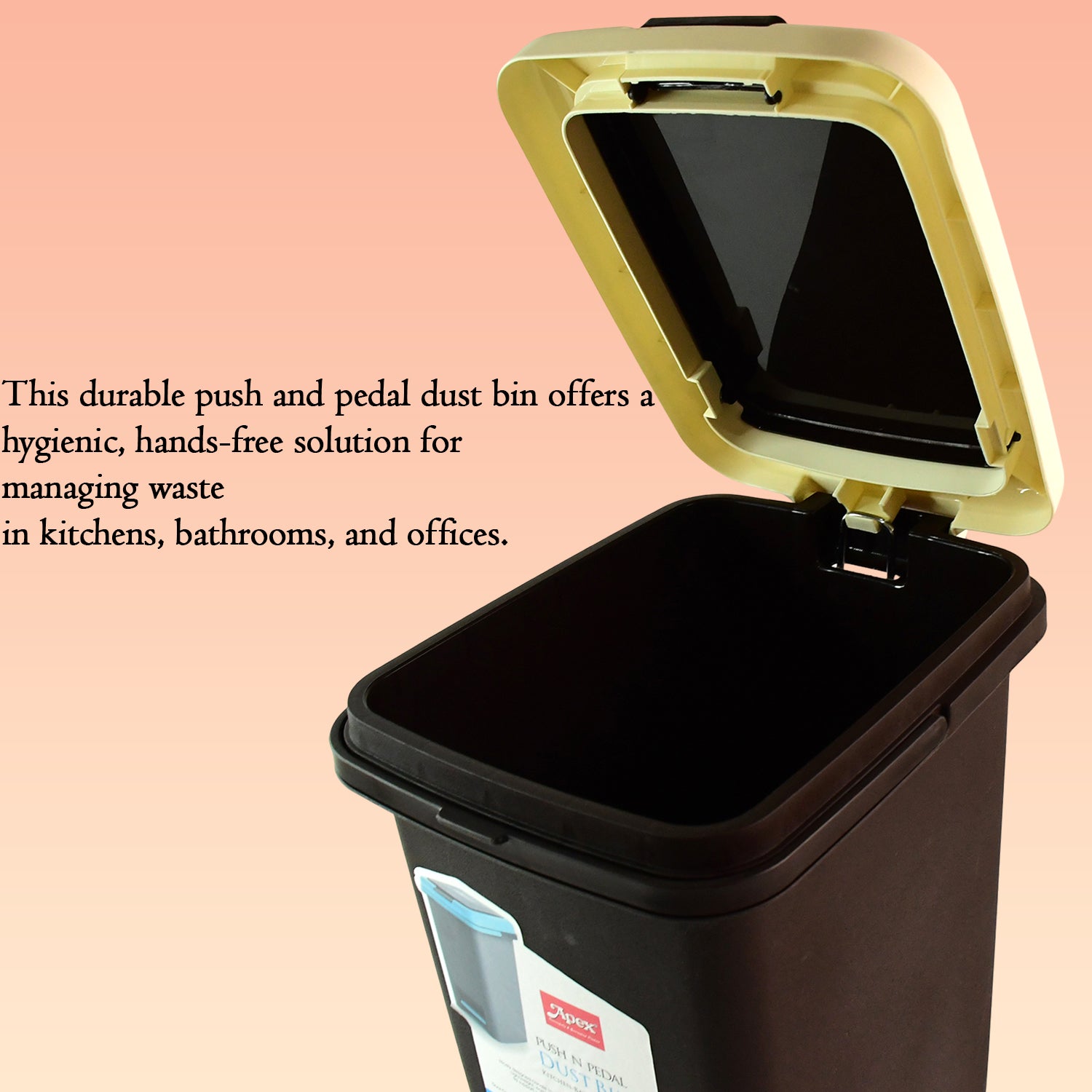 Apex Push N Pedal Plastic Dustbin 10L Capacity (1 Pc)