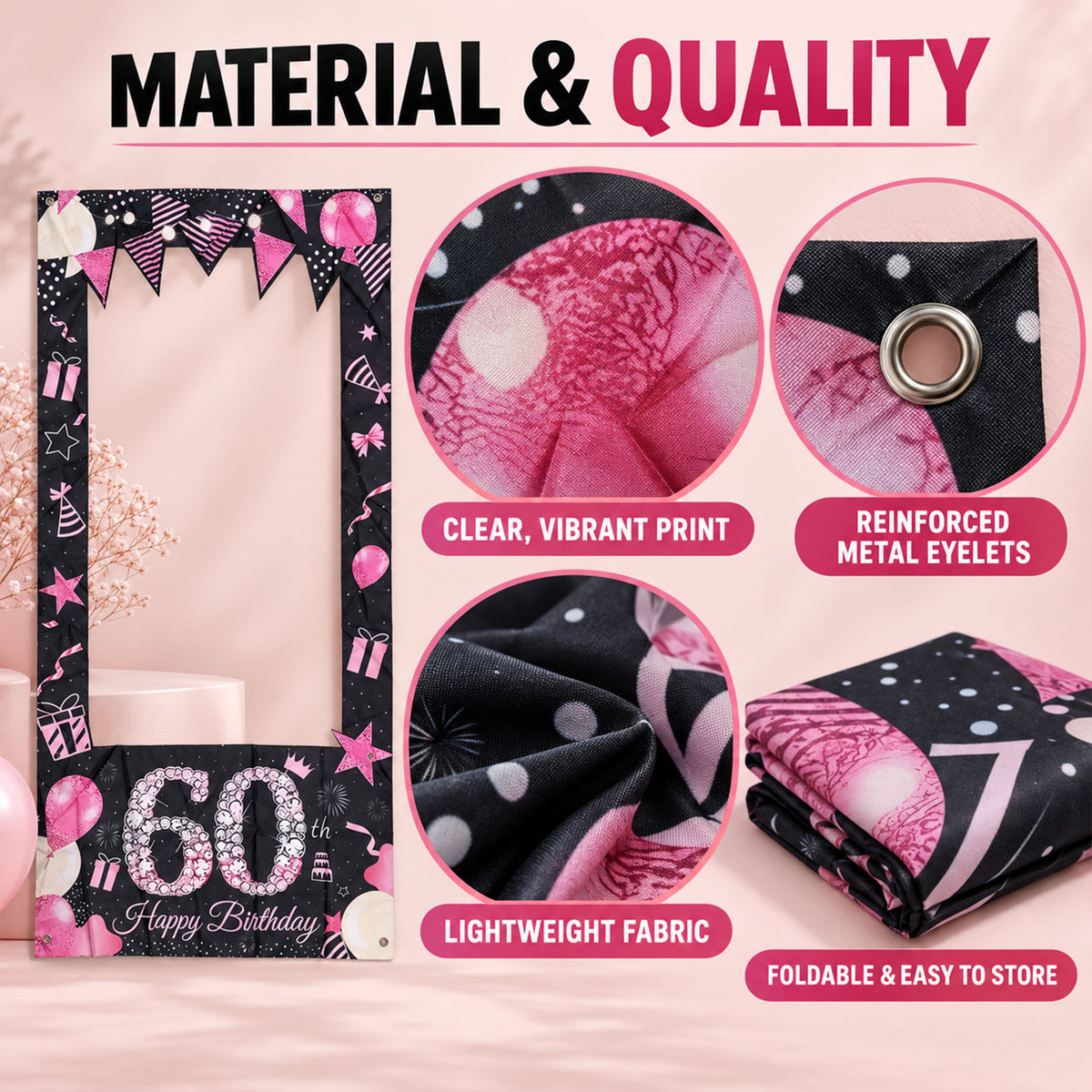 Birthday Photo Booth Backdrop Curtain for Birthday Party Decor (90x180 Cm)
