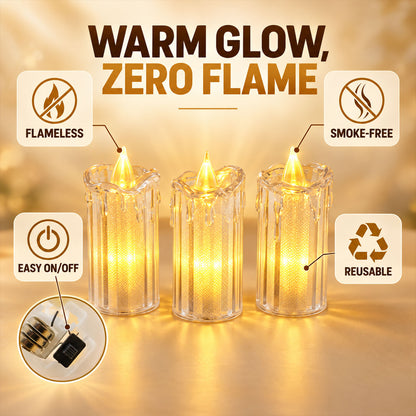 Decorative Flameless LED Candles with Warm Glow for Home and Events (3 Pc Set)
