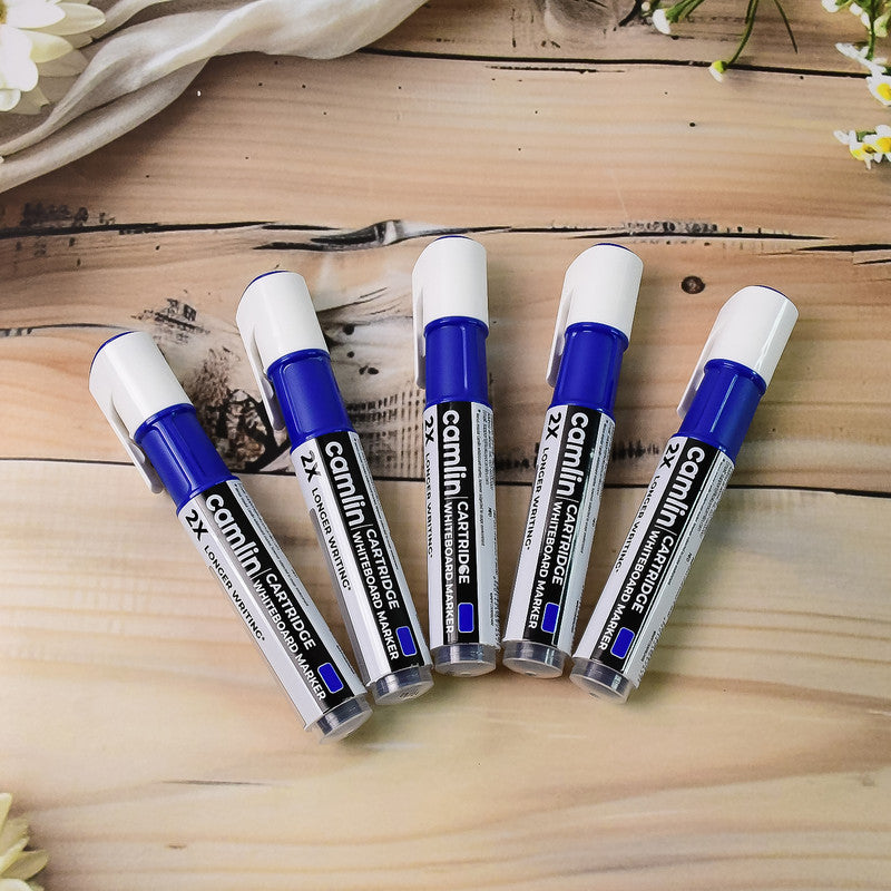 Camlin Cartridge Whiteboard Marker – Blue Color Long-Lasting Writing Refillable Markers (Pack of 5)