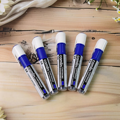 Camlin Cartridge Whiteboard Marker – Blue Color Long-Lasting Writing Refillable Markers (Pack of 5)