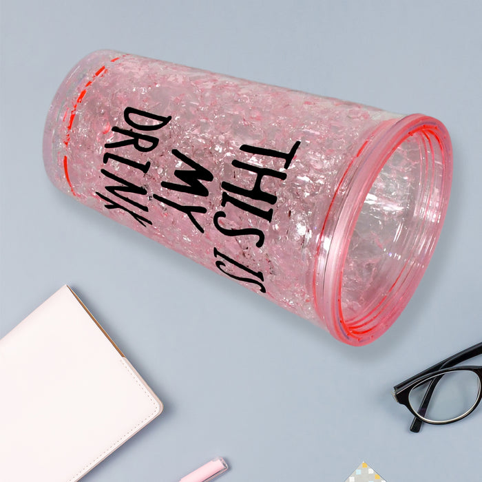 Plastic Creative Cold Drink Cup, Reusable Tea Coffee Tumbler with Lid and Straw, Double Wall Plastic Drinking Sport Bottle, Travel Tumbler