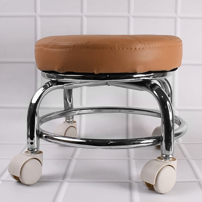 Heavy Duty Steel Base Round Rolling Stool with Wheels Pedicure Stool (1 pc)