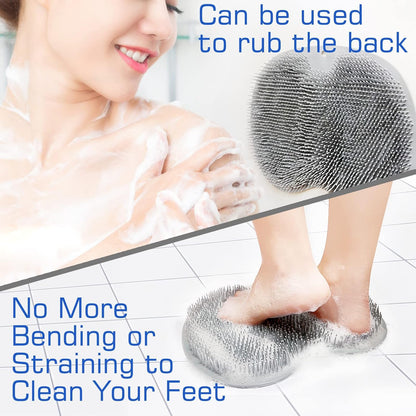 Silicone foot cleaning scrubber mat bristle close-up