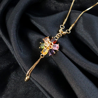 Gold Multicolor Pendant Necklace for Women