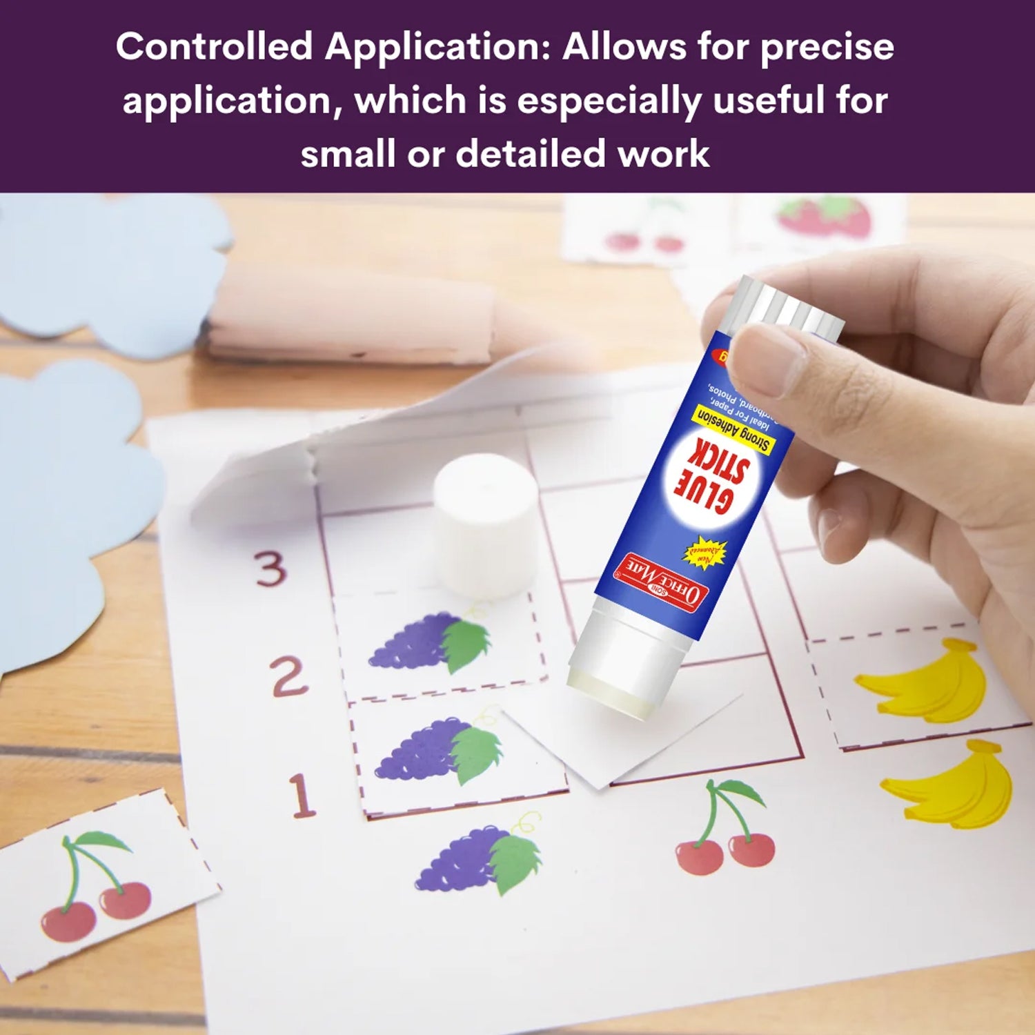 Officemate Glue Stick 15g – Strong Adhesion, Non-Toxic, Smooth & Mess-Free Application