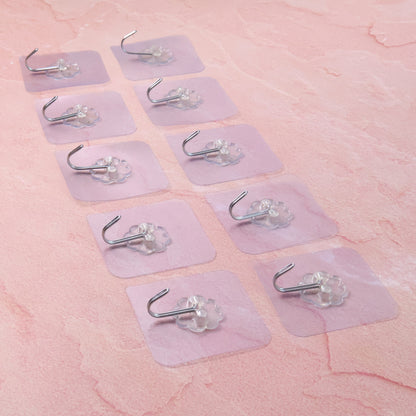 Heavy Duty Flower Adhesive Wall Hooks - (10 Pc / Set)