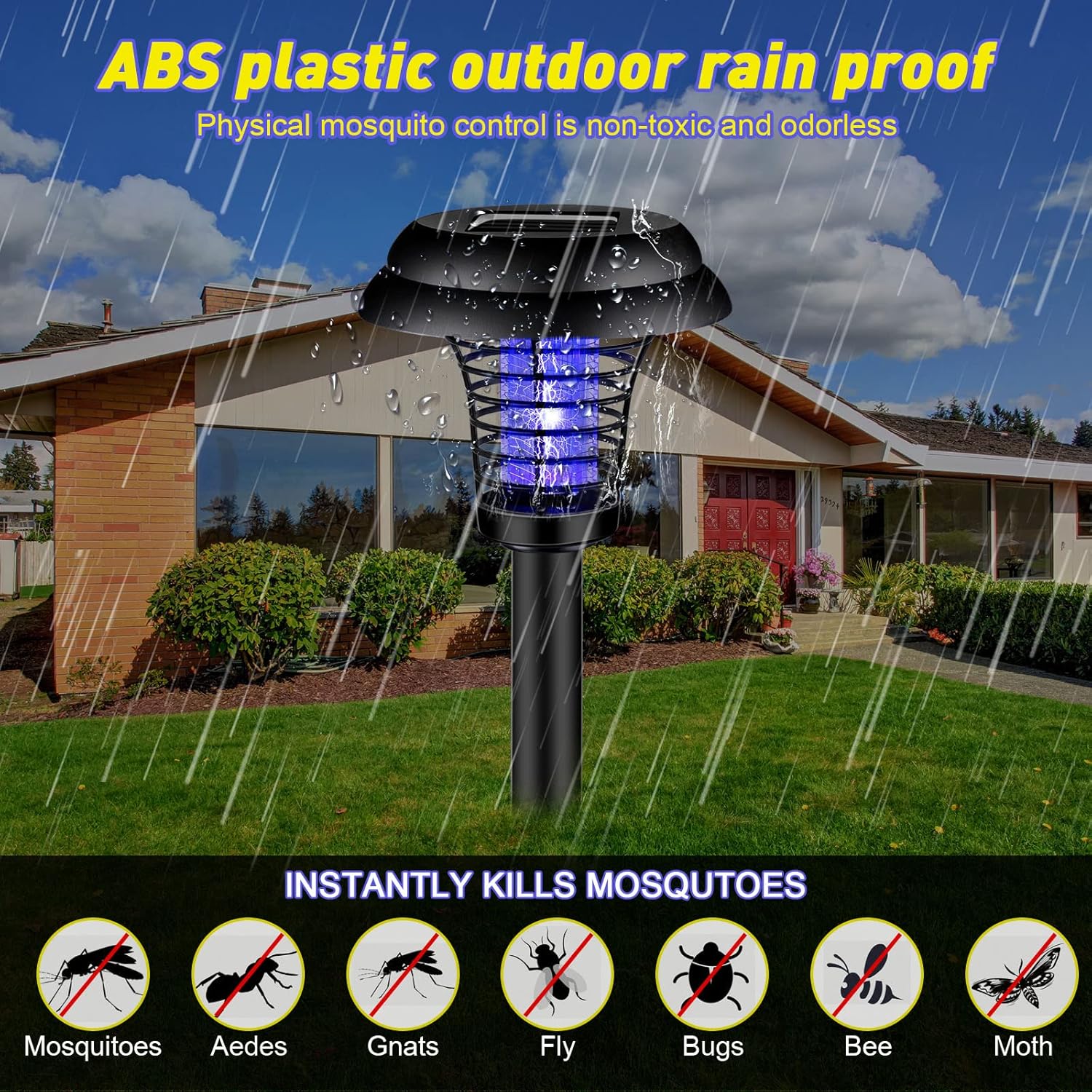 Big Garden Lighting UV LED Solar Powered Mosquito Trap and Bug Zapper (1 Pc)