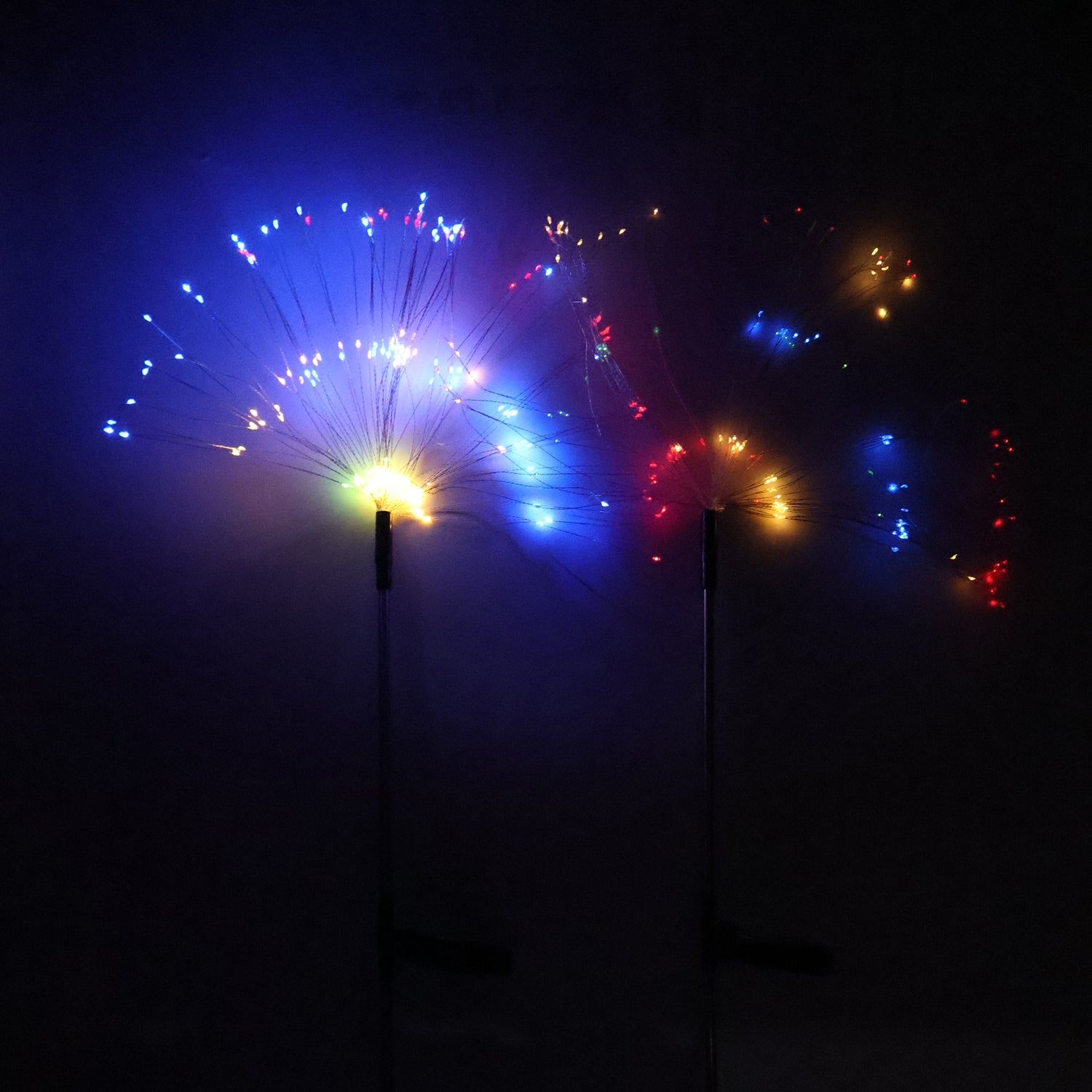 Solar Powered Multicolor Starburst Firework Garden Light Set (2 Pc / 150 LED)