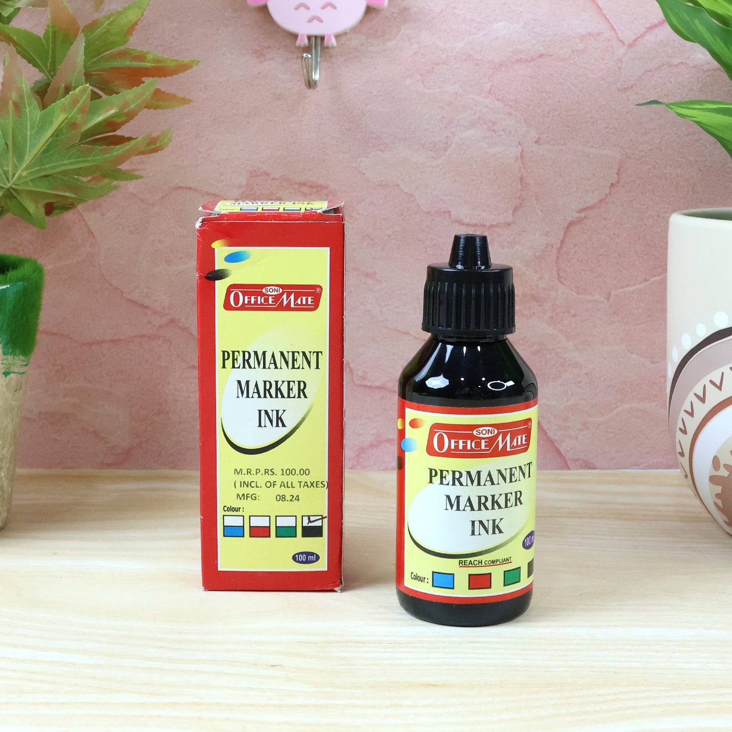 Officemate Permanent Marker Ink 100ml – Black, Long-Lasting Refill Ink for Permanent Markers