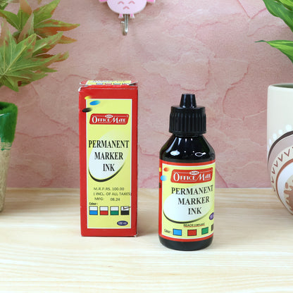 Officemate Permanent Marker Ink 100ml – Black, Long-Lasting Refill Ink for Permanent Markers