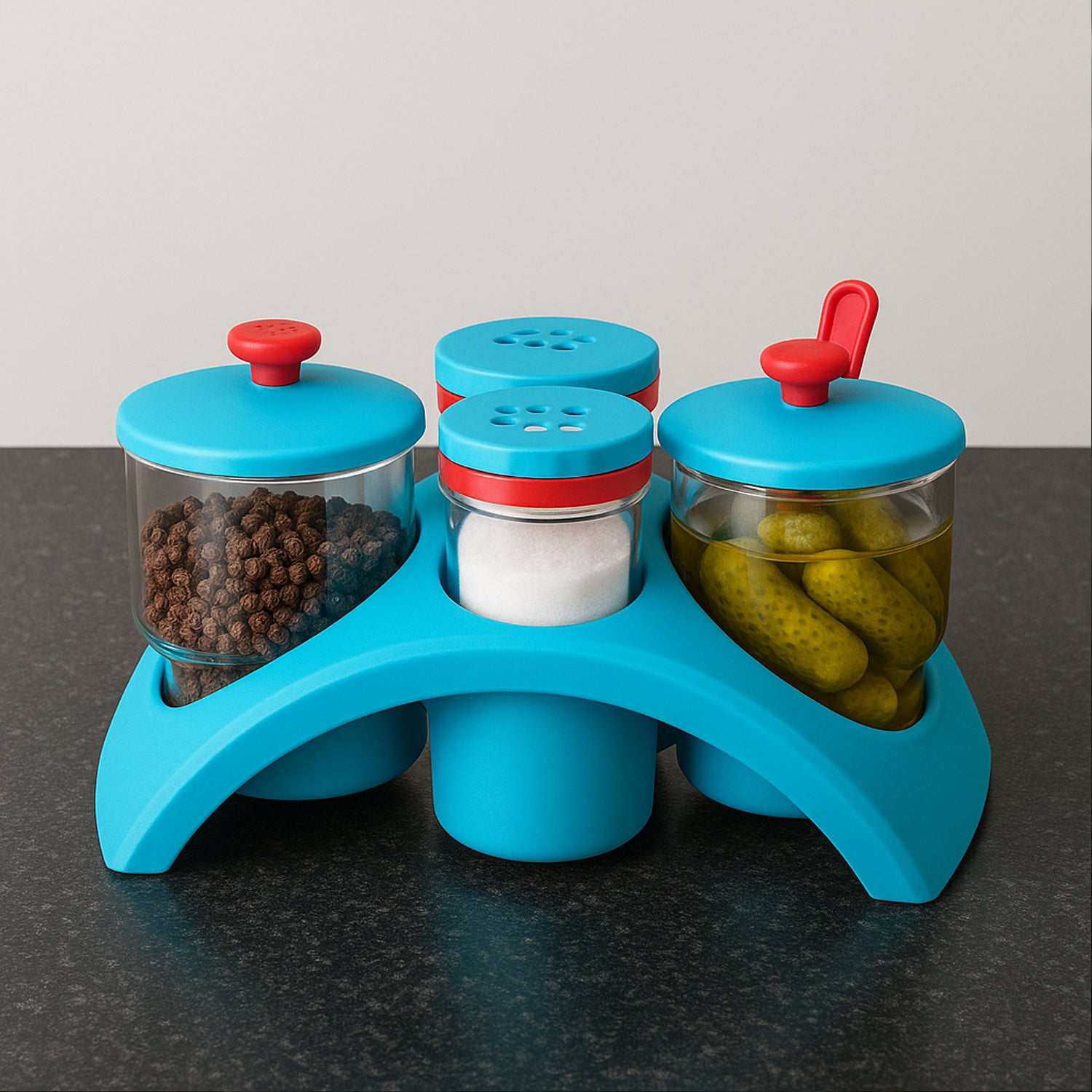 Supermom Plastic 4x Pickle with Salt & Pepper Storage Set