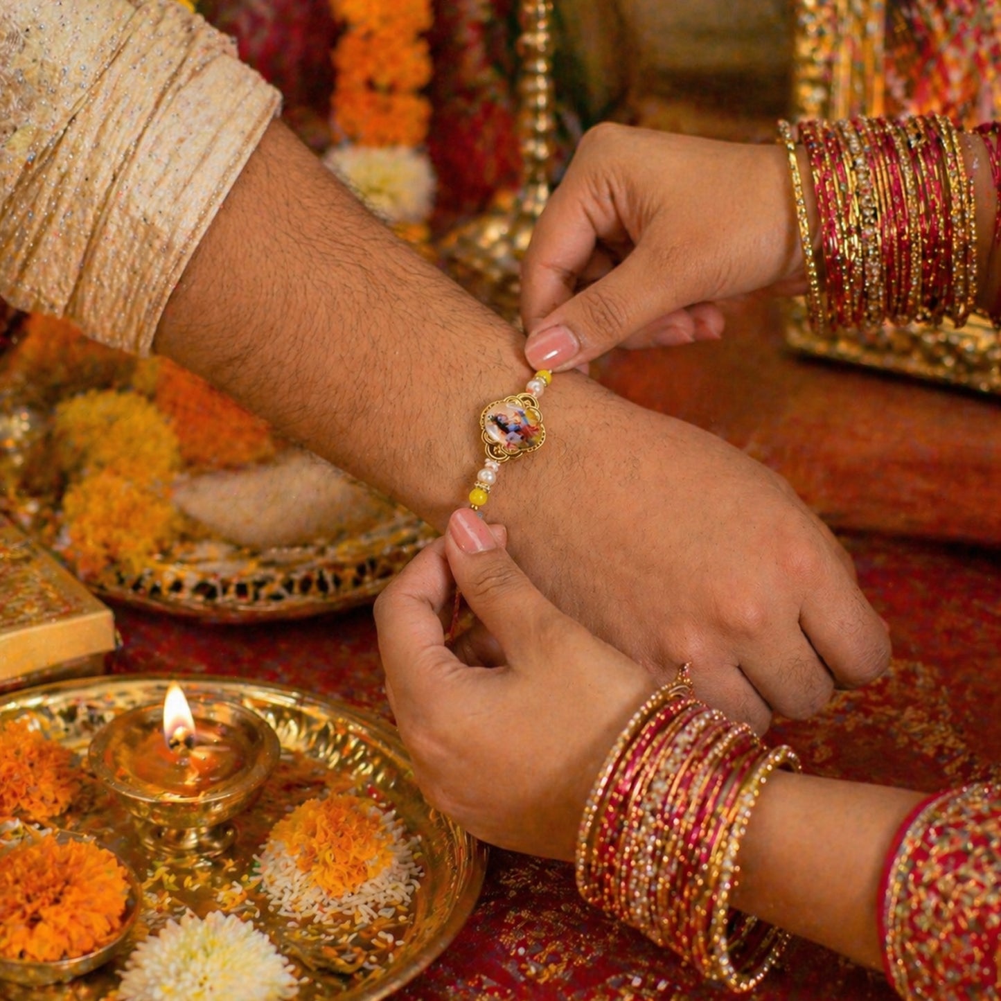 Soft thread of designer Rakhi for comfort