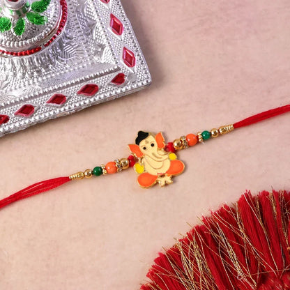 Multiple Bal Ganesha Rakhi pieces showcased together for selection.