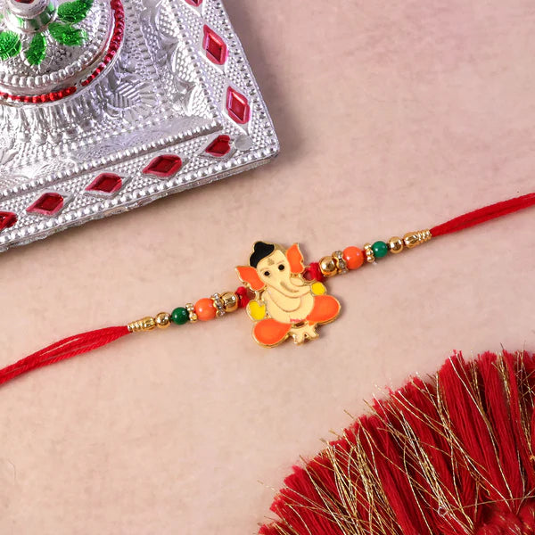 Lord Ganesha Beads Rakhi – Stylish Traditional Thread for Bhai