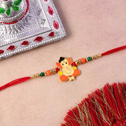 Lord Ganesha Beads Rakhi – Stylish Traditional Thread for Bhai