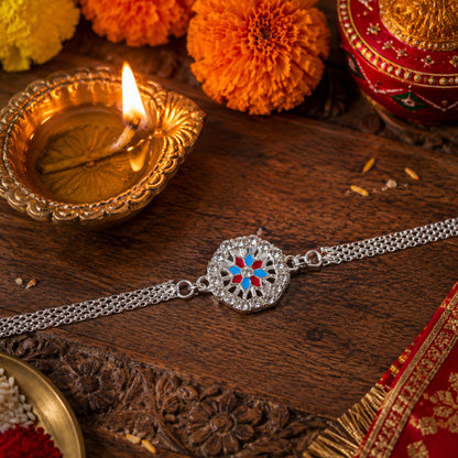 Classic Crystal Studded Rakhi Bracelet for Raksha Bandhan (1 Pc)