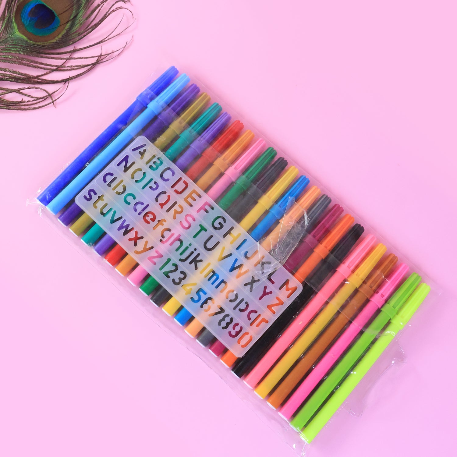 Camel Sketch Pens color with stantil alphabet – 24 Shades
