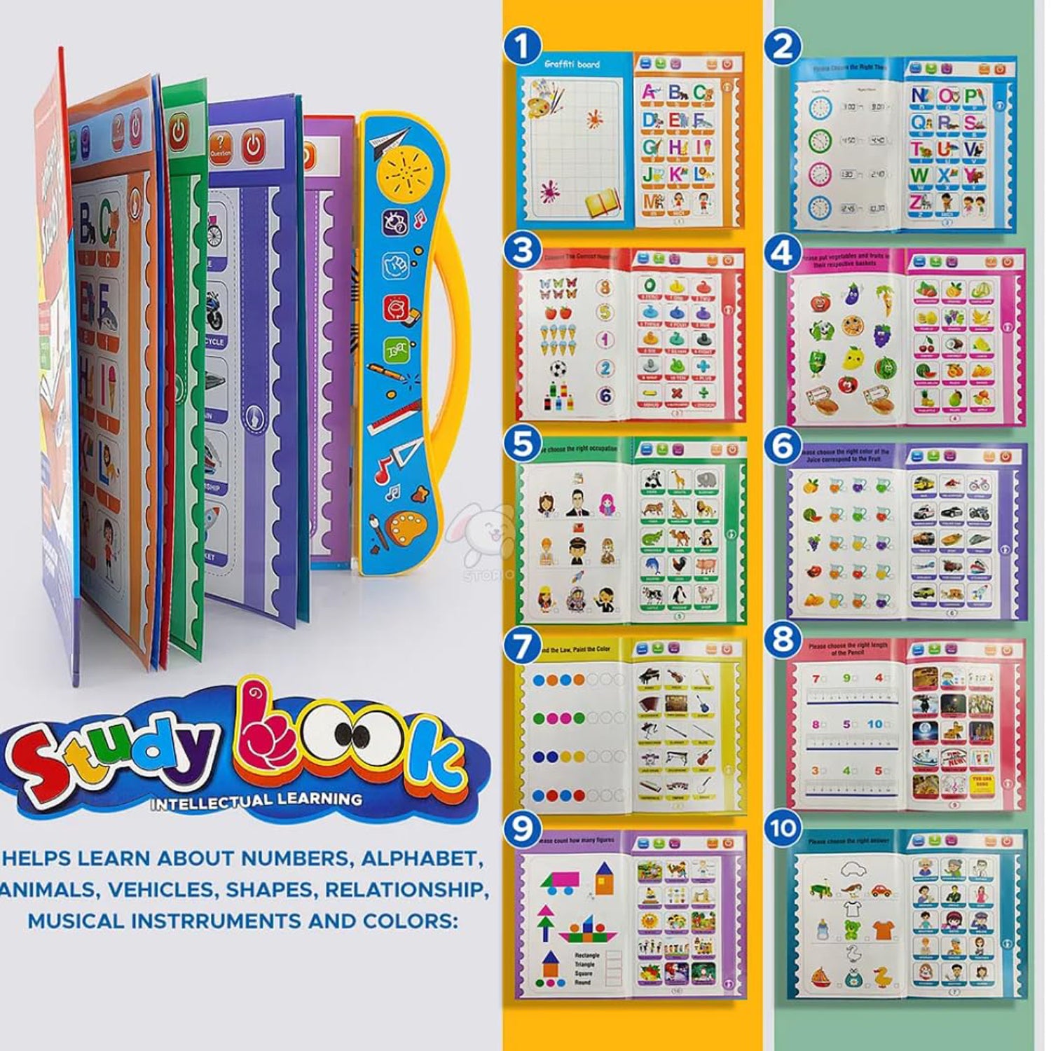 Musical Learning Study Book with Numbers, Letters