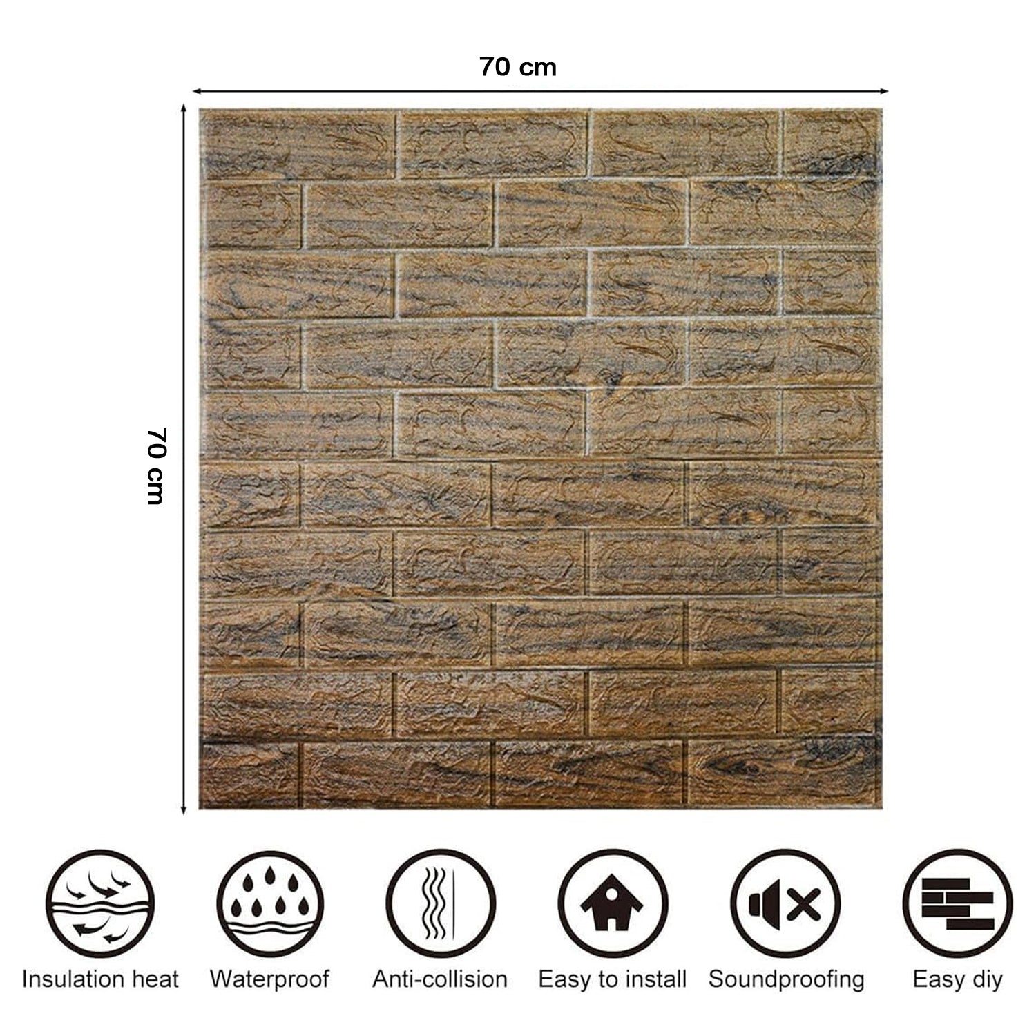 Wallpaper 3D Foam Wallpaper Sticker Panels (70 x 70 Cm / 1 Pc)