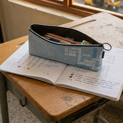 Lightweight fabric pencil pouch close up
