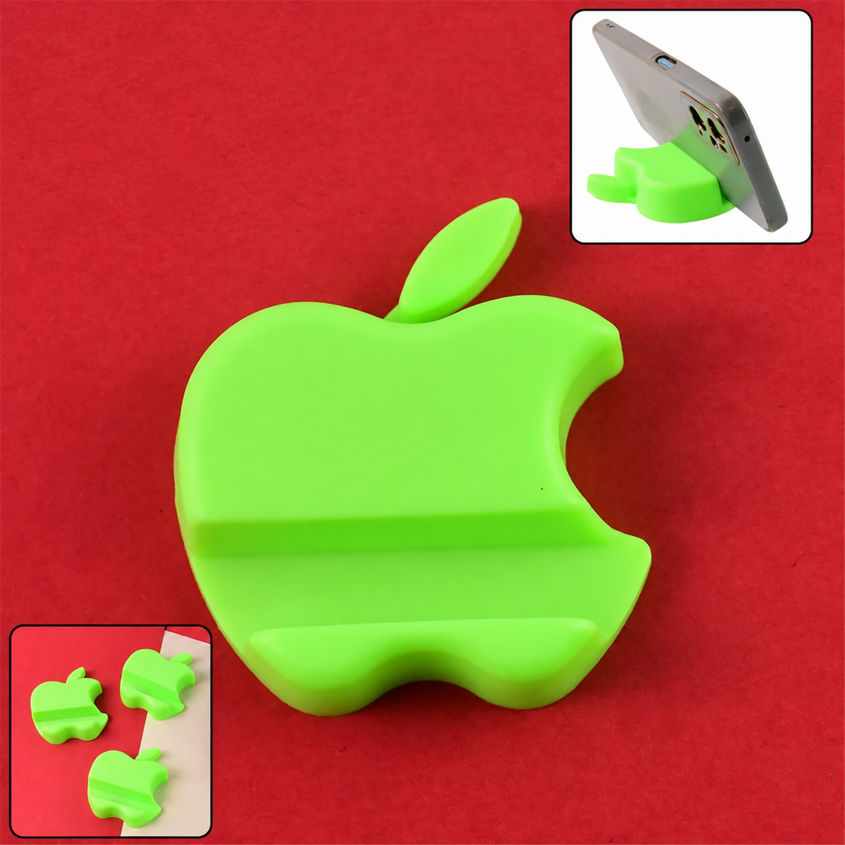 Apple-Shaped Mobile Phone Stand – Compact 3-Piece Set