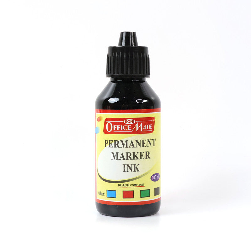 OfficeMate Permanent Marker Ink 100ml – Black, Long-Lasting Refill Ink for Permanent Markers