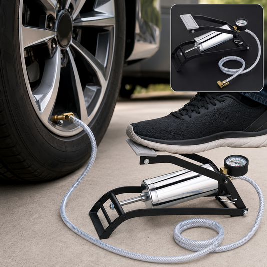 Steel Foot Pump – Heavy Duty Car & Bike Tire Inflator | Carivox
