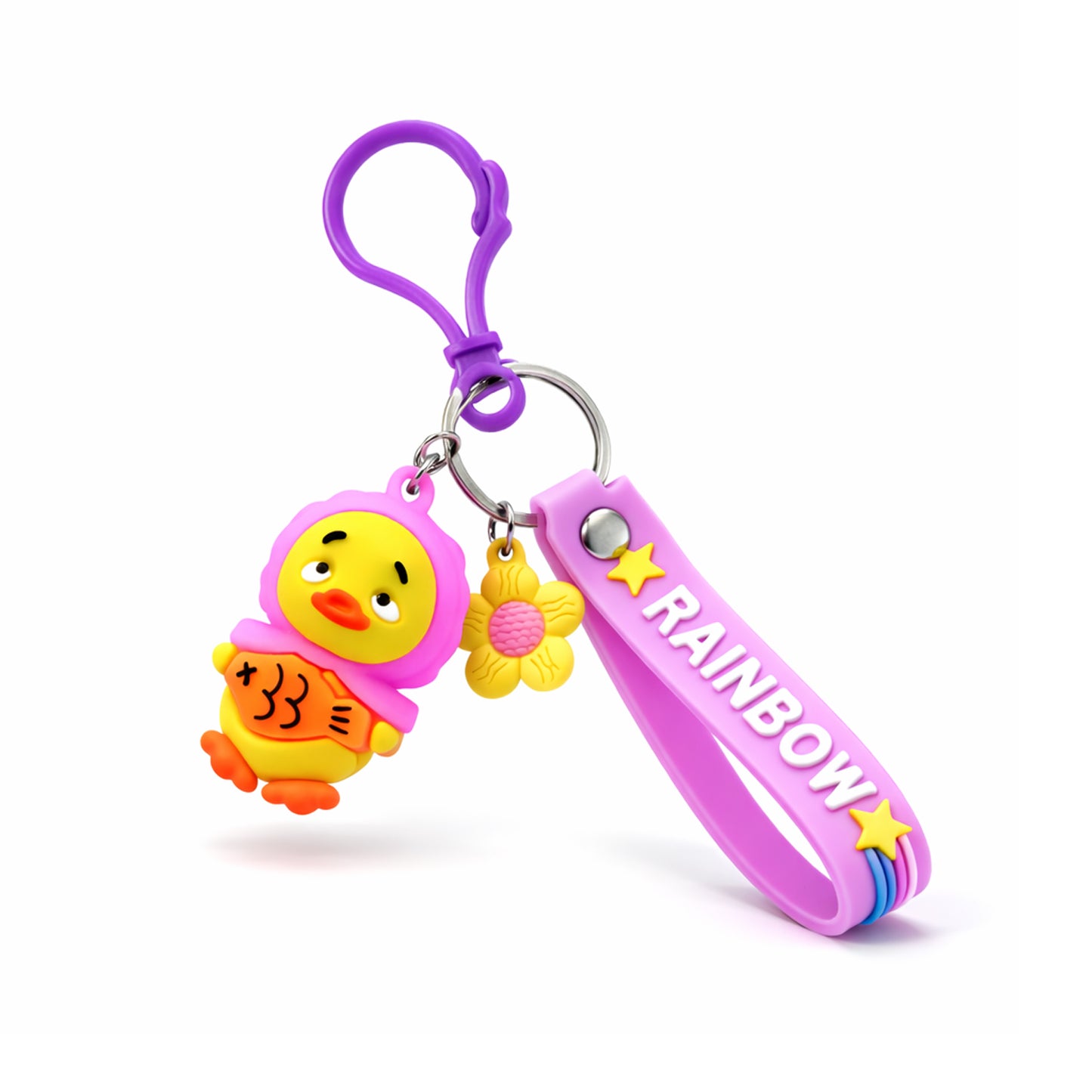 Key Holder with cartoon duck and metal ring attachment
