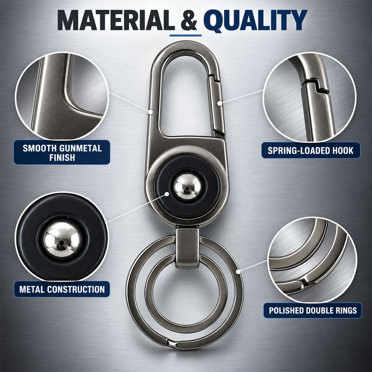 Metal Keychain with Carabiner – Durable & Stylish Organizer
