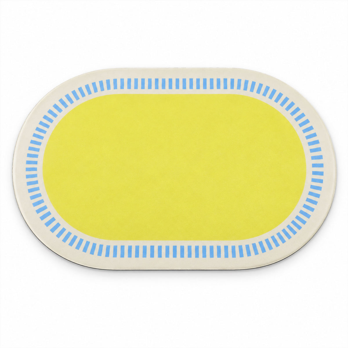 Striped Border Oval Shower Mat, Bright Quick Dry Bathroom Rug (1 Pc, 60x40 Cm)