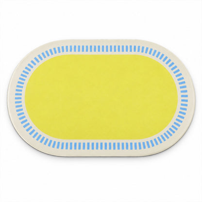 Striped Border Oval Shower Mat, Bright Quick Dry Bathroom Rug (1 Pc, 60x40 Cm)