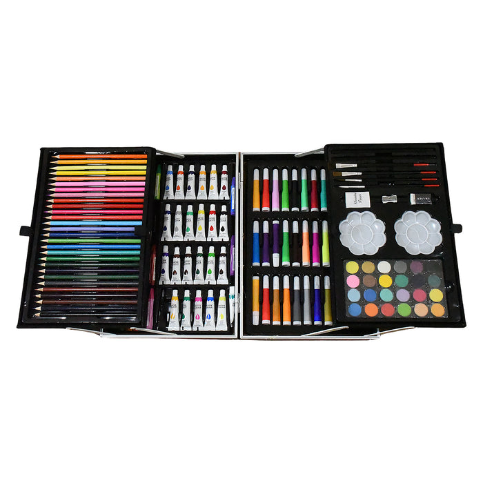 17980 Professional Art Set-Drawing Painting Sketching Coloring Kids Set All in 1 Art Case Perfect for Kids with Unicorn Design Case, Shading Crayons Oil Pastels Color Set Watercolor Cakes Paint Brush Sharpener Eraser (145 Pcs Set)