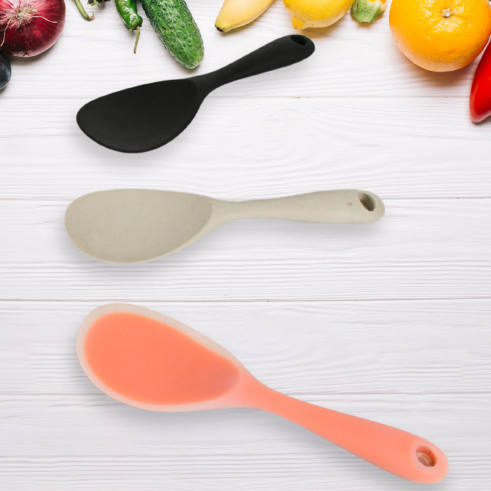 5620 Silicone Rice Paddle Spoon Non Stick Rice Spoon Heat-Resistant Kitchen Rice Spoon with Hanging Hole Perfect for Rice Mashed Potato (6 pcs set / 22 cm)