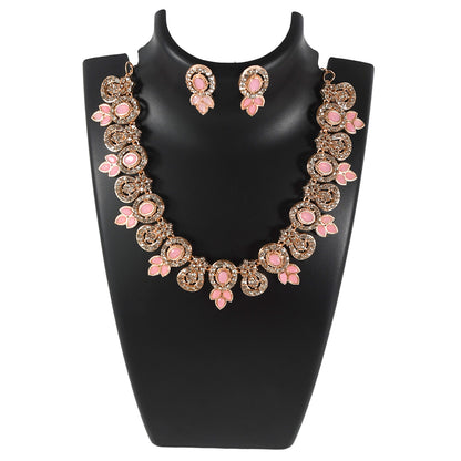 Pink & White Diamond Necklace Set