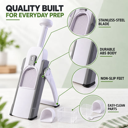 Manual Vegetable Slicer and Chopper with Adjustable Thickness and Tray (1 Set)