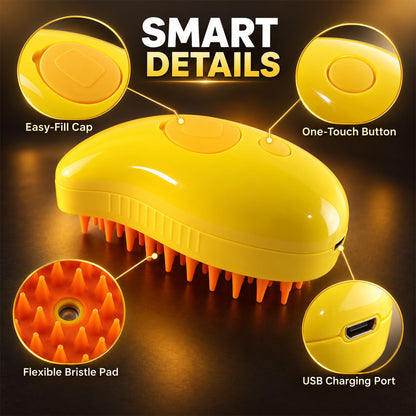 3 in 1 Steam Pet Brush for Cats and Dogs, Rechargeable Grooming Comb (1 Pc)