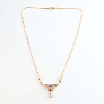 Elegant Multicolor Crystal Flower Pendant Necklace