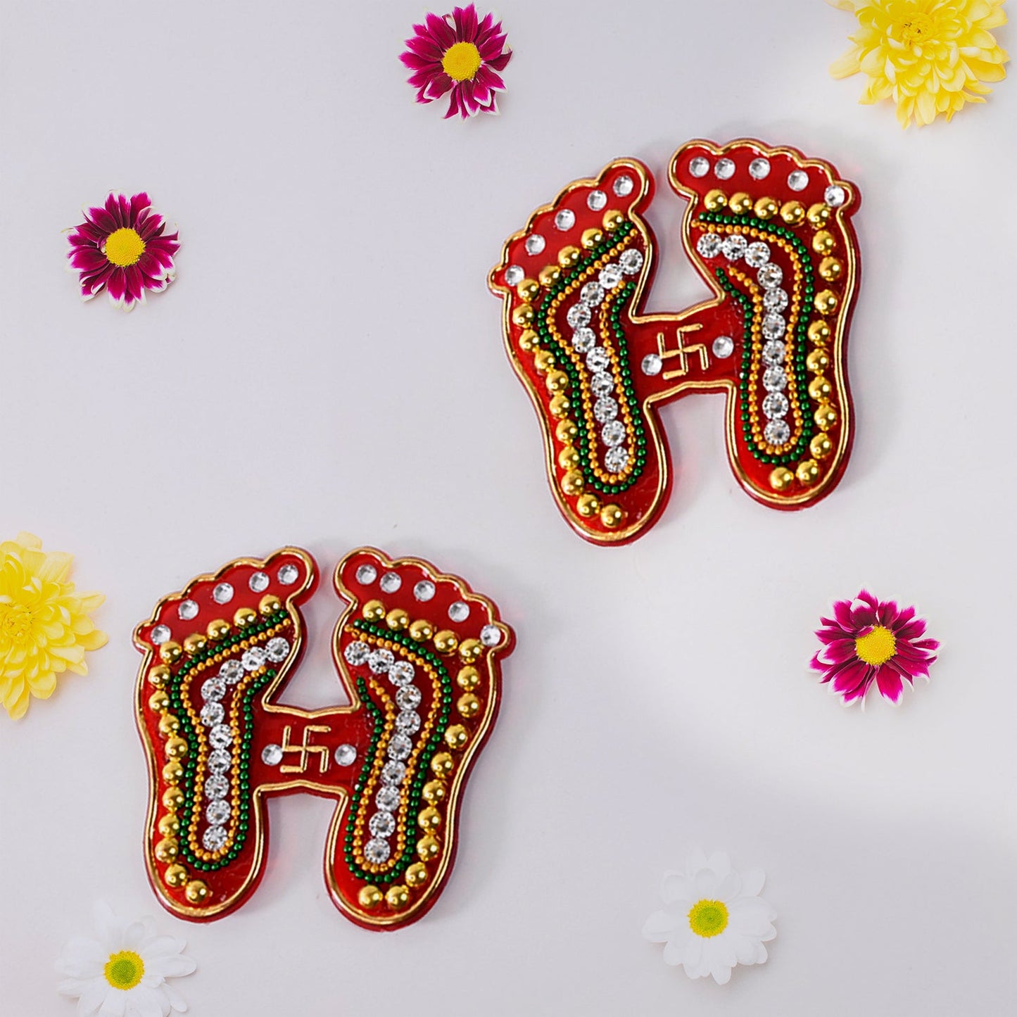 Laxmi Charan Paduka Stickers – Festive Spiritual Home Décor (Pack of 2)