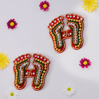 Laxmi Charan Paduka Stickers – Festive Spiritual Home Décor (Pack of 2)