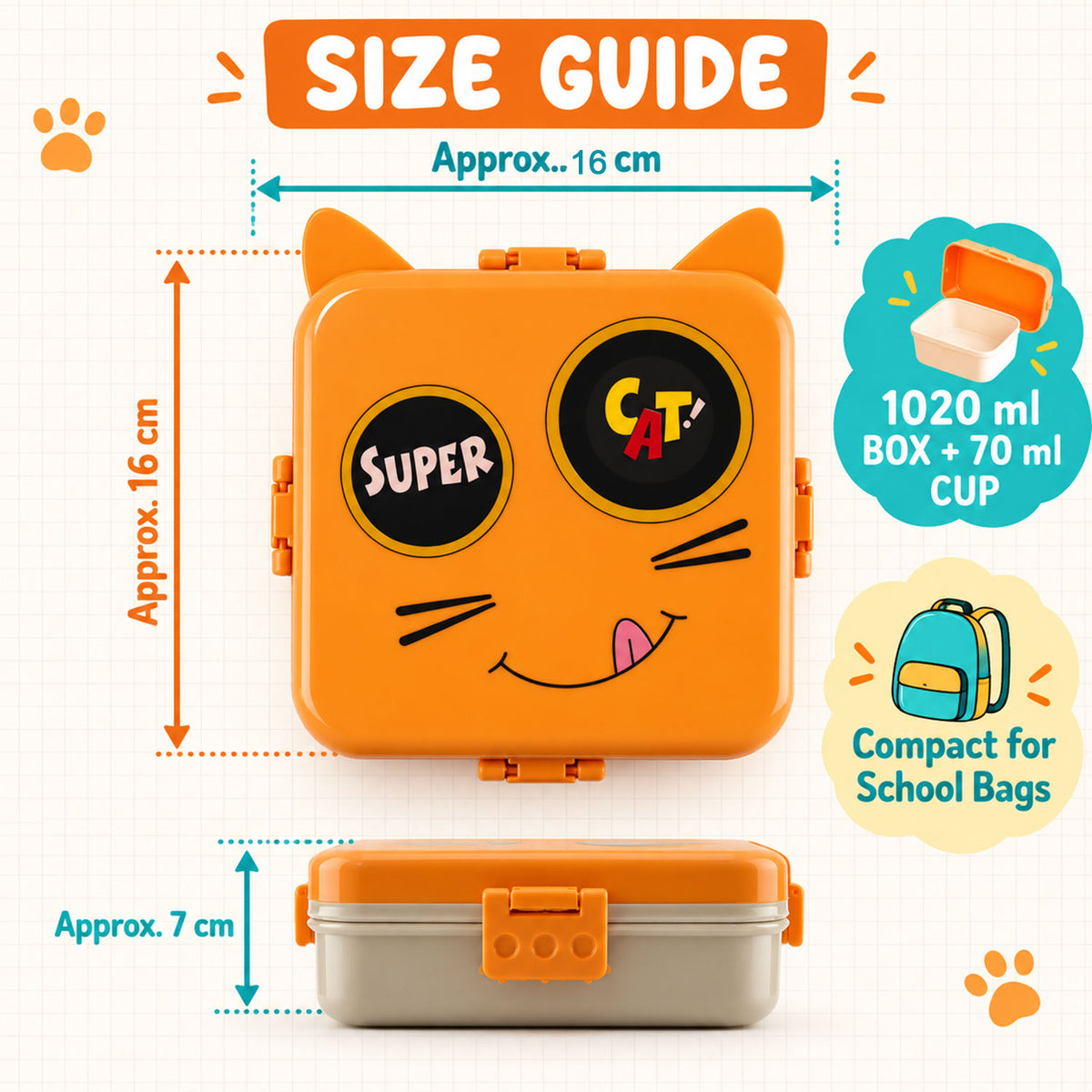 Design details of panda design kids lunch box.