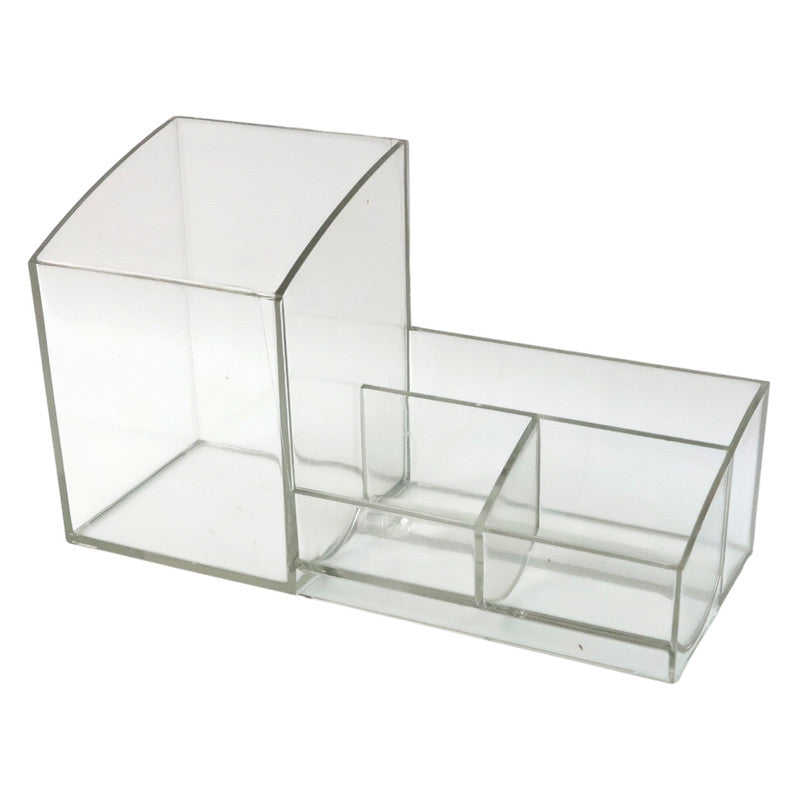 Khyati Elite Acrylic Desk Organizer – Multi-Compartment Transparent Stationery Holder